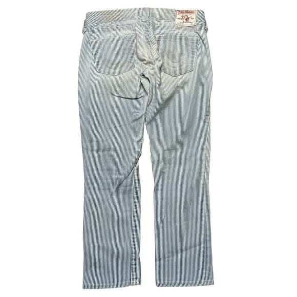 Vintage True Religion Women’s Lizzy Pinstripe Capri Jeans - Light Wash - 26 - Picture 4 of 9